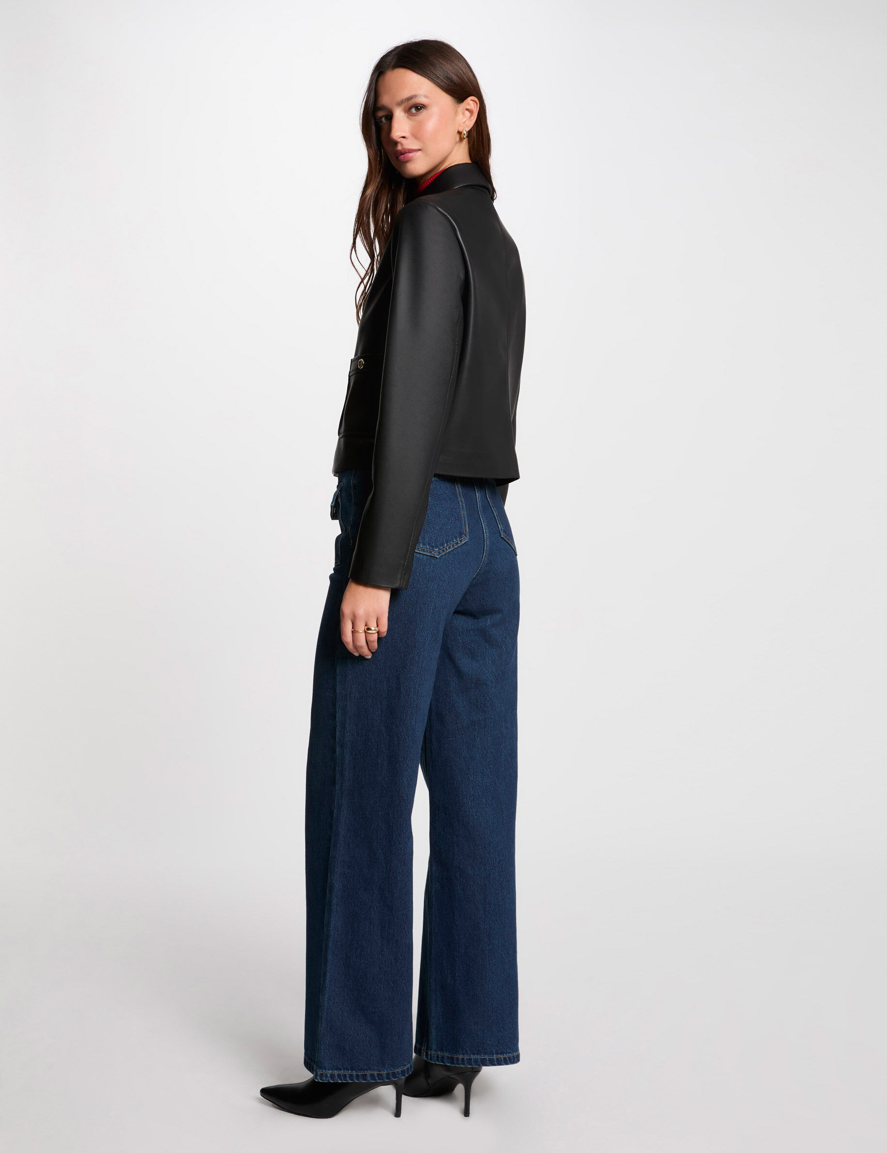 Blouson Femme Morgan 100% Cuir De Mouton - Rouge - Taille 40 - Neuf Avec étiquettes