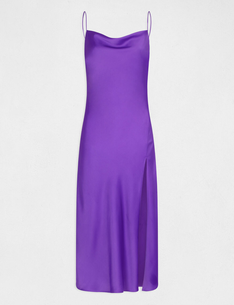 Robe midi droite fendue violet femme