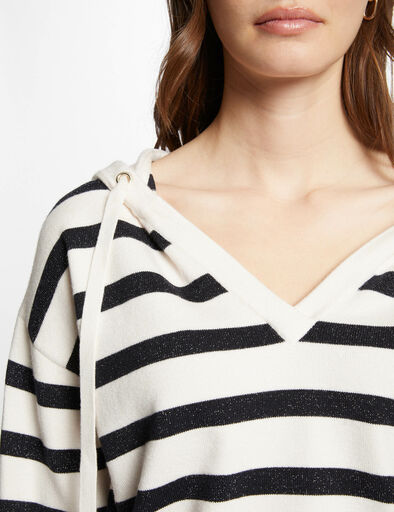pull col en v a capuche ivoire femme Pull col en V à capuche ivoire femme