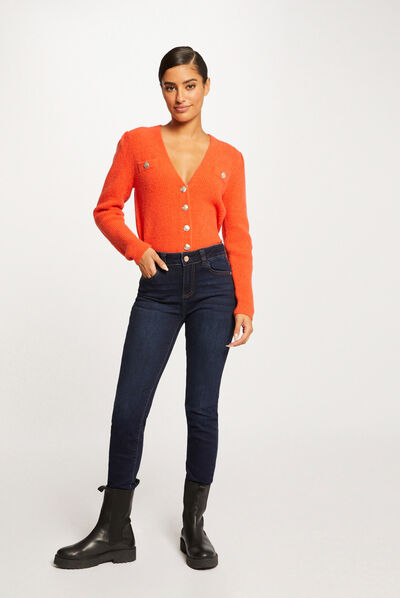 Jeans slim taille haute jean brut femme