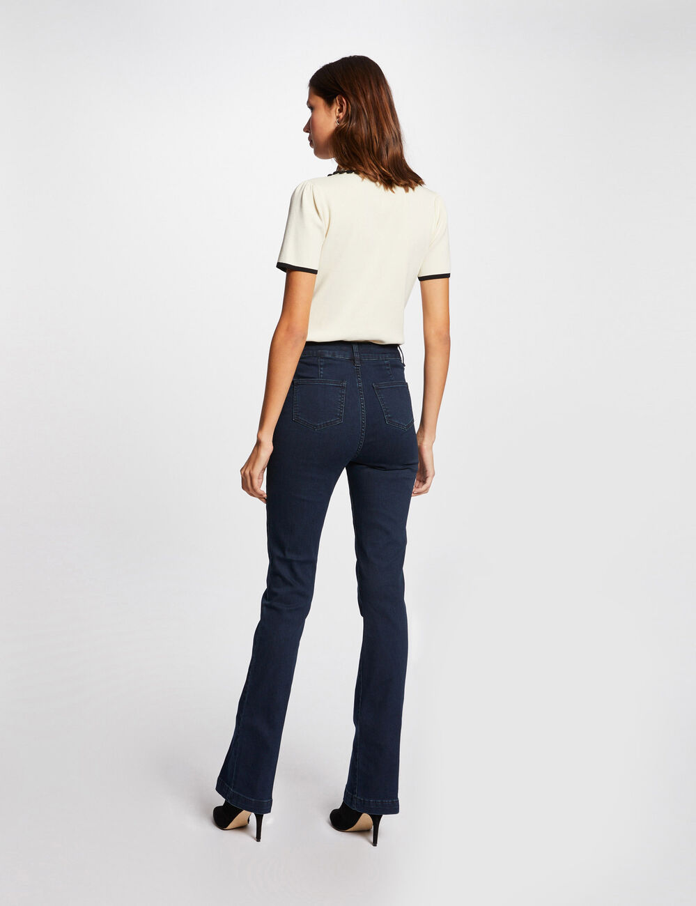 Jeans bootcut avec d&eacute;tails tress&eacute;s jean brut femme