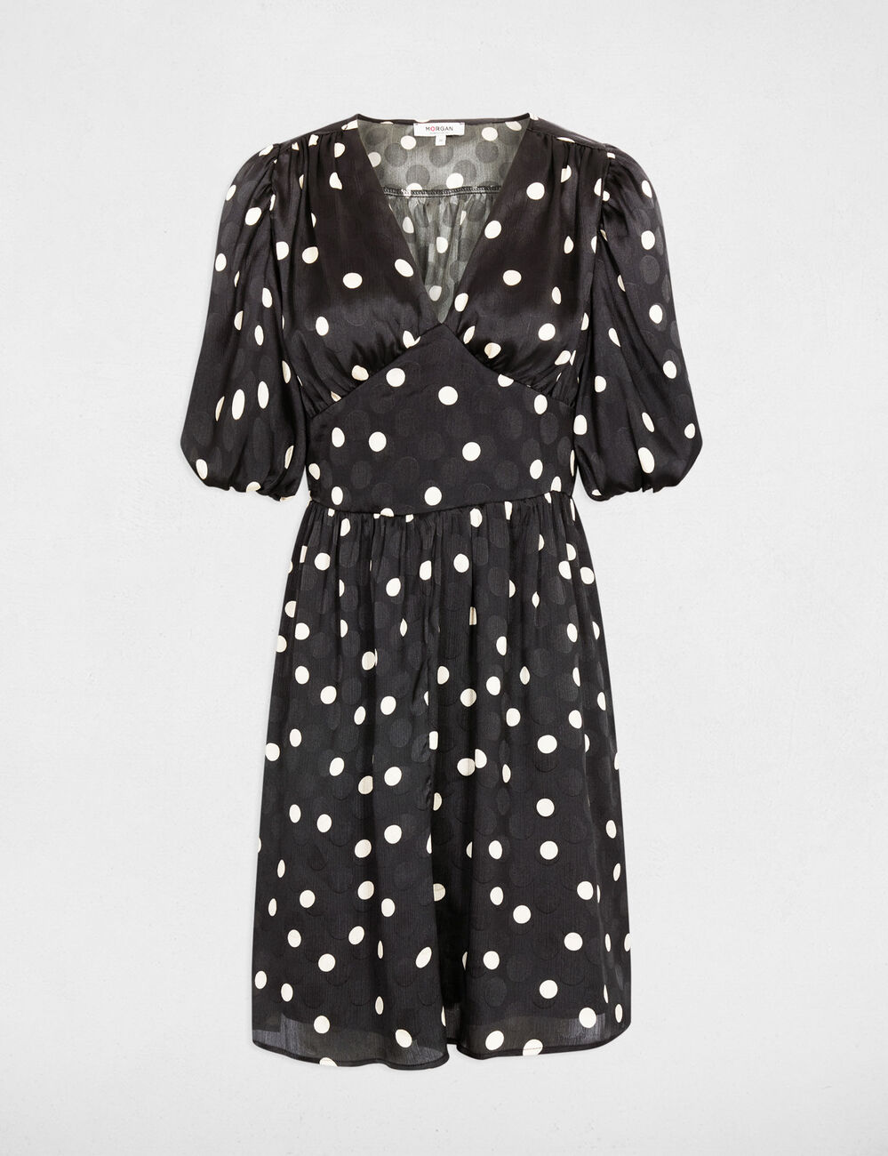 Robe courte manches bouffantes noir femme