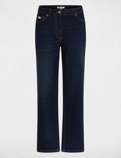 Jean droit taille haute bleu femme