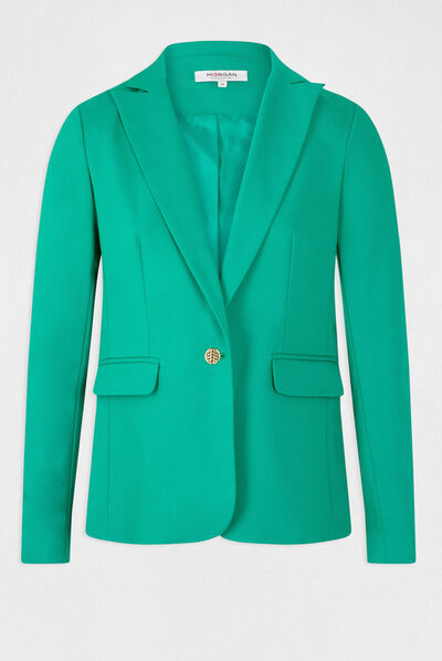 Veste tailleur droite boutonnée vert femme