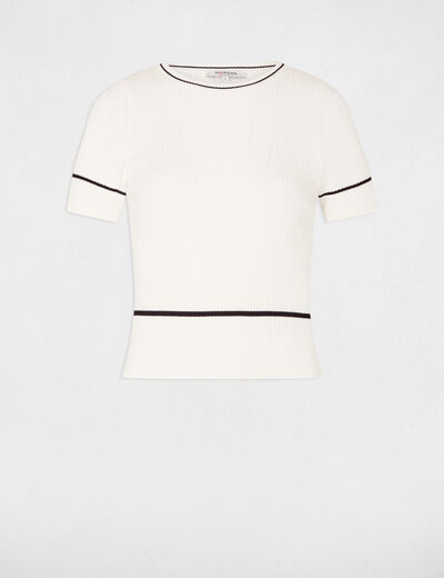 Pull manches courtes blanc femme