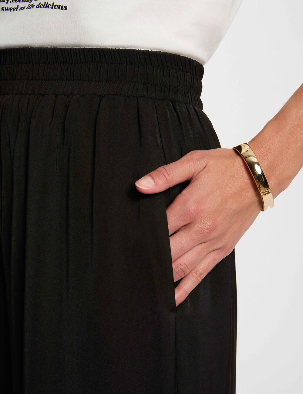 Pantalon large fluide noir femme