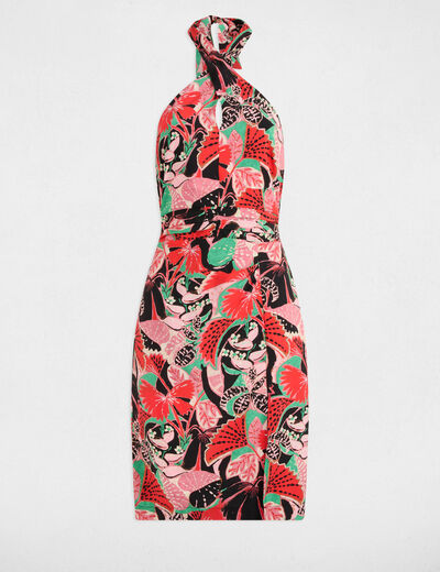 Robe ajustée imprimée multicolore femme