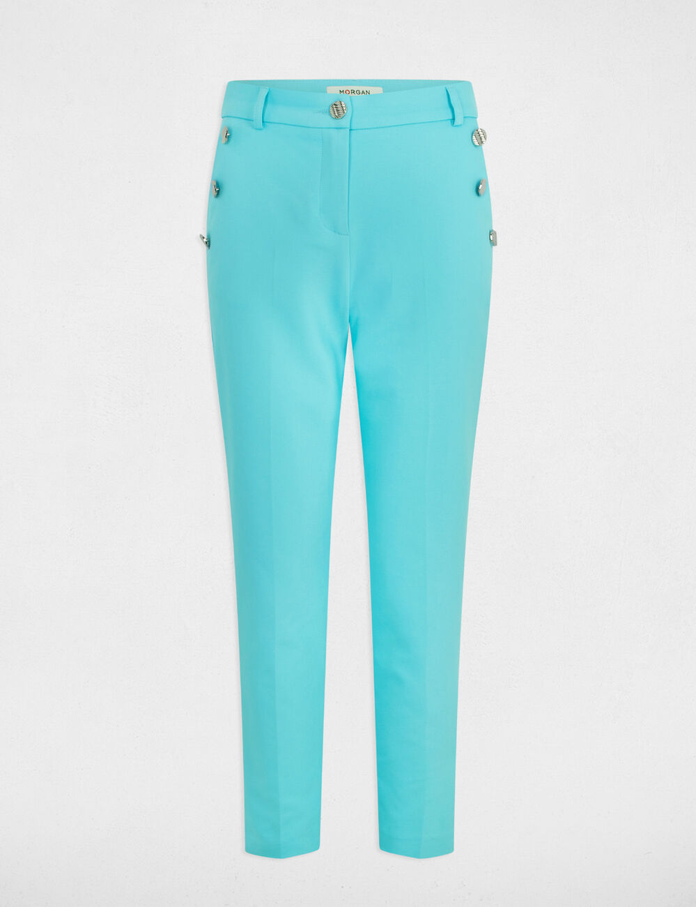 Pantalon cigarette 7/8ème bleu ciel femme