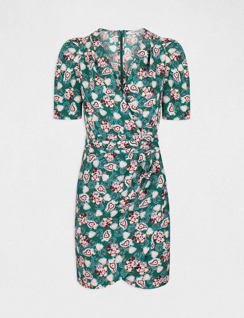 Robe portefeuille imprimé végétal multico femme