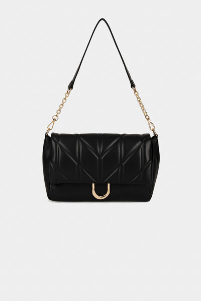 Sac à rabat matelassé noir femme