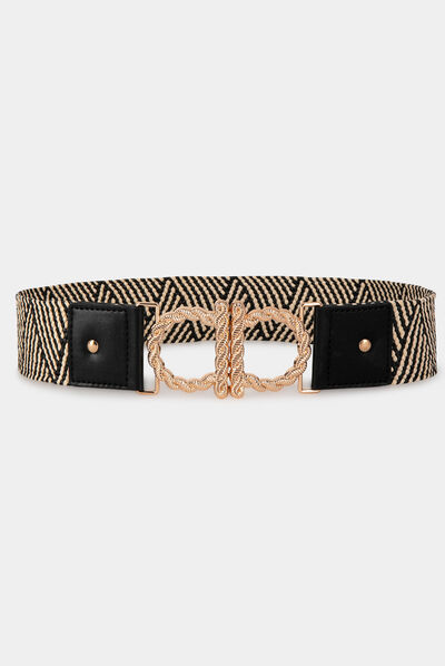 Ceinture à passants avec effet graphique noir femme