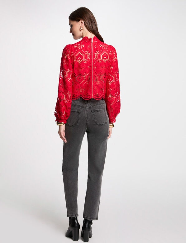 Blouse manches longues rouge femme