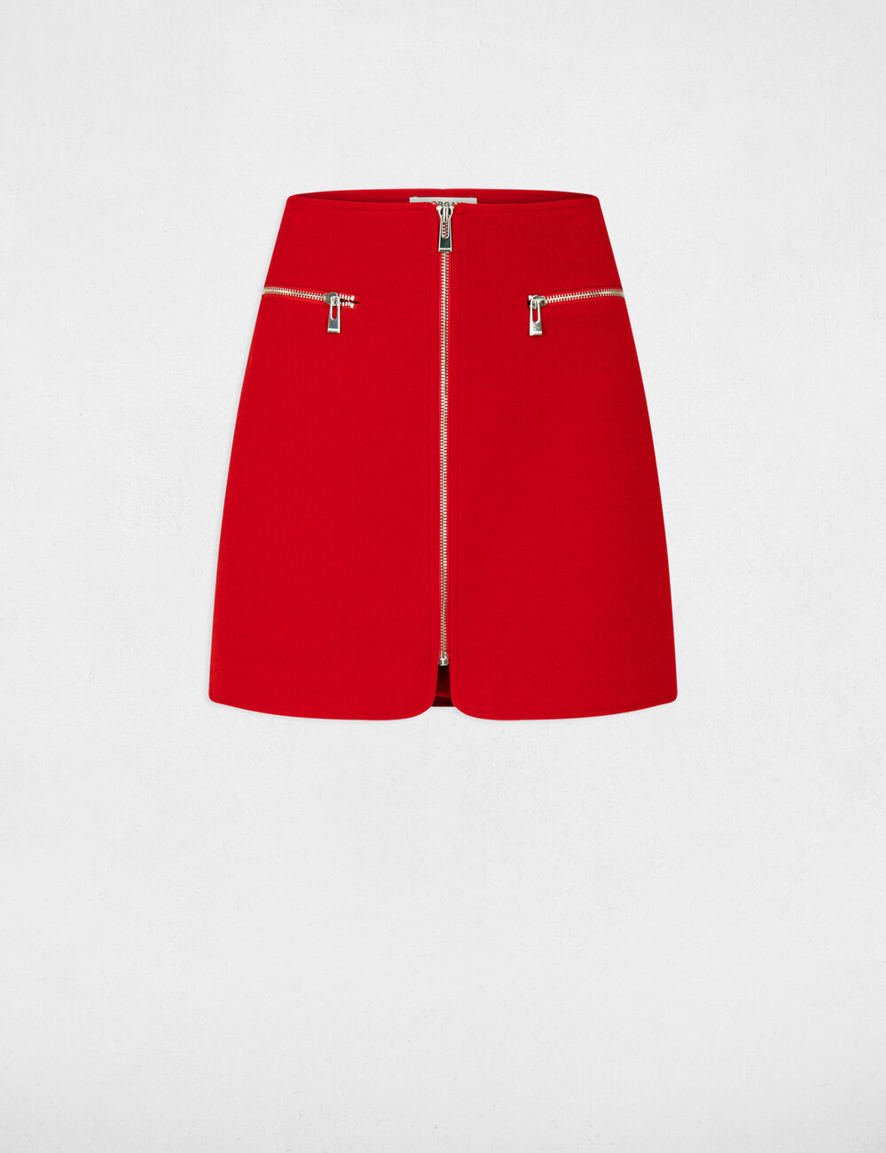 Jupe droite zipp&eacute;e rouge femme