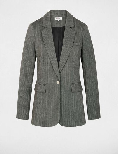 Veste ajust&eacute;e &agrave; rayures gris moyen femme