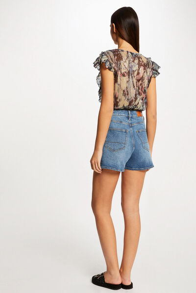 T-shirt manches courtes imprimé abstrait multico femme