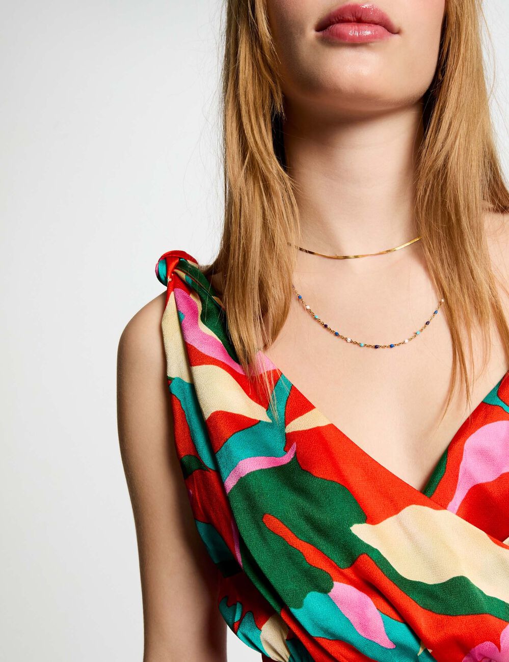 Robe longue droite imprim&eacute;e multicolore femme