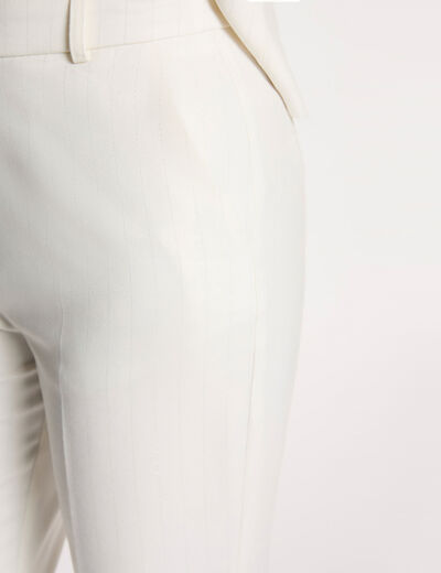Pantalon large &agrave; fines rayures blanc femme