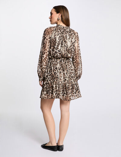 Robe courte droite imprimée multicolore femme