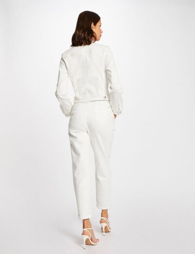 Veste jean droite ivoire femme