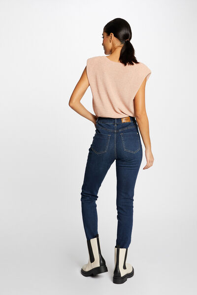 Pull manches courtes à épaulettes vieux rose femme