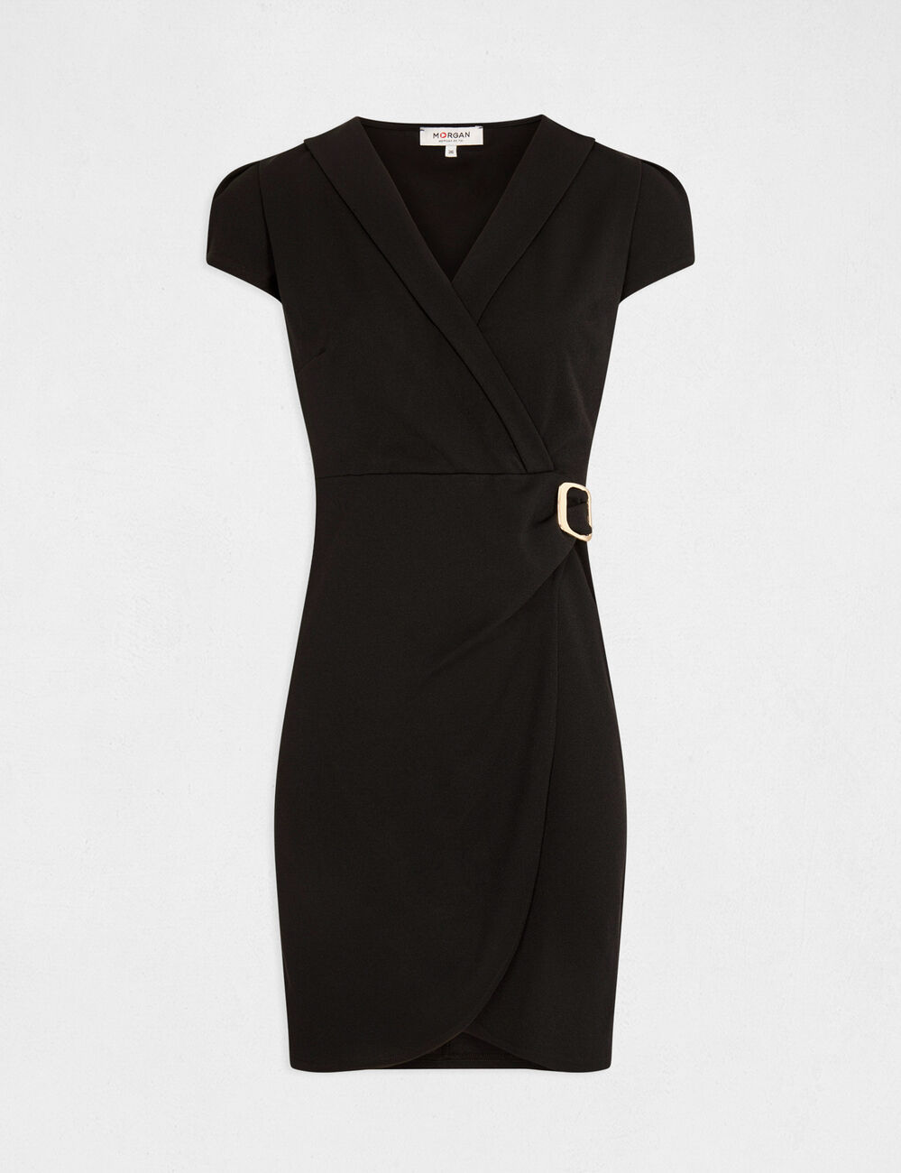 Robe portefeuille avec boucle noir femme