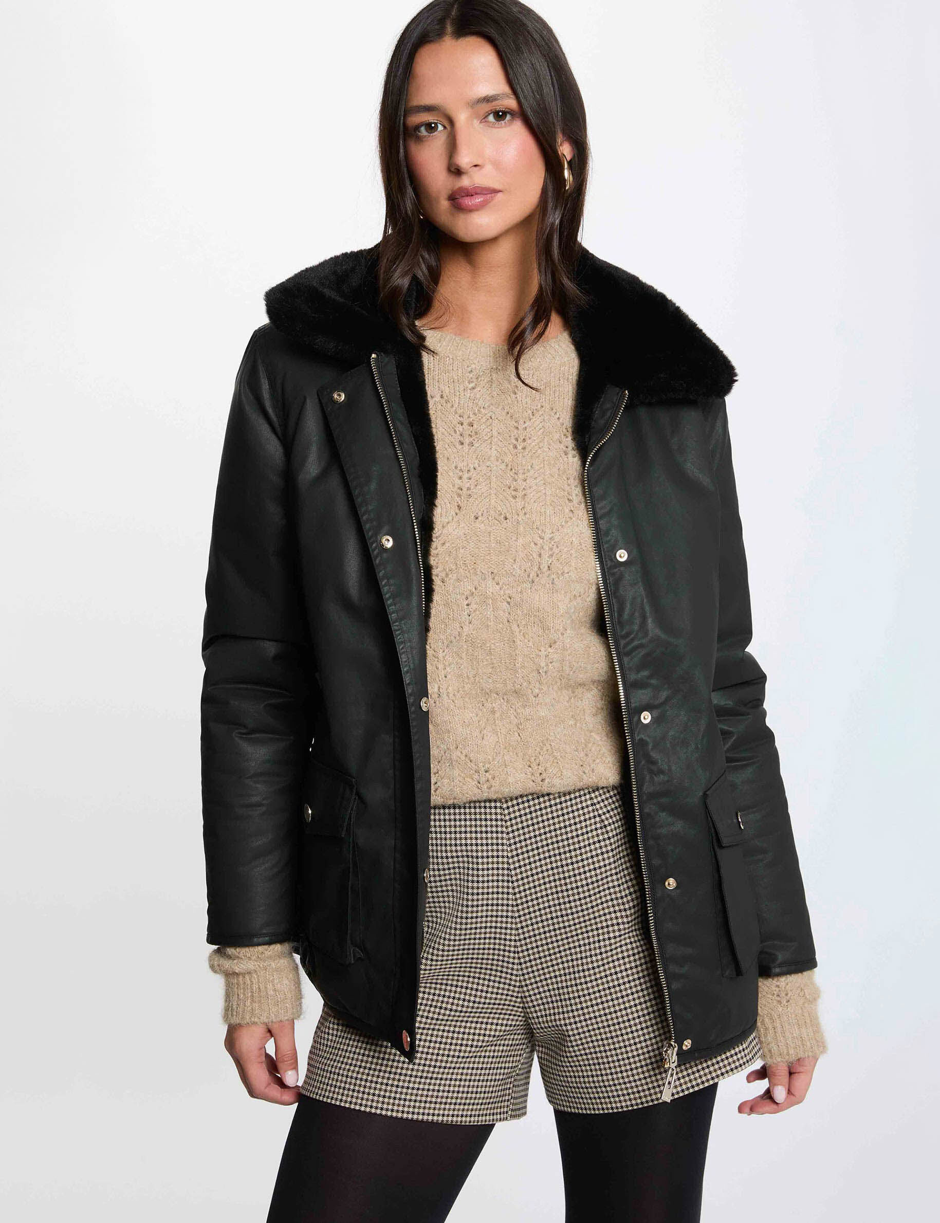 Parka enduite reversible femme