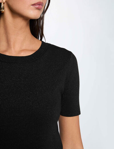 Pull col rond noir femme