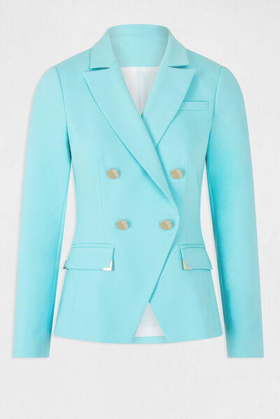 Veste city cintrée ornements métalliques bleu clair femme