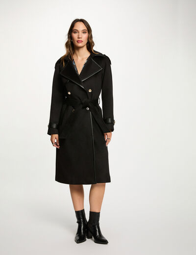 Trench ajust&eacute; col tailleur noir femme