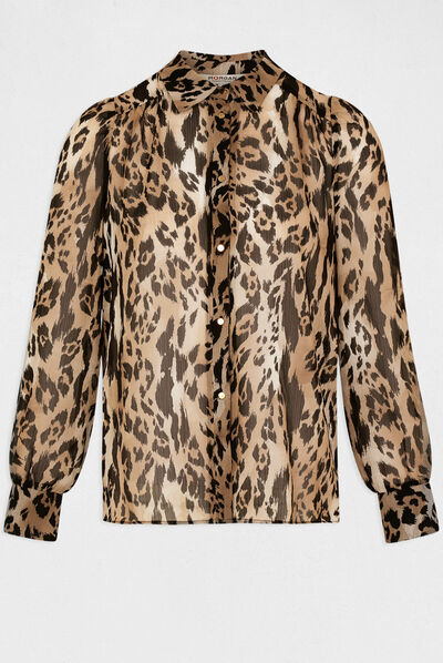 Chemise manches longues imprimée multico femme