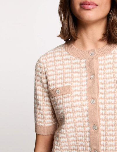 Robe tricot effet 2-en-1 taupe femme