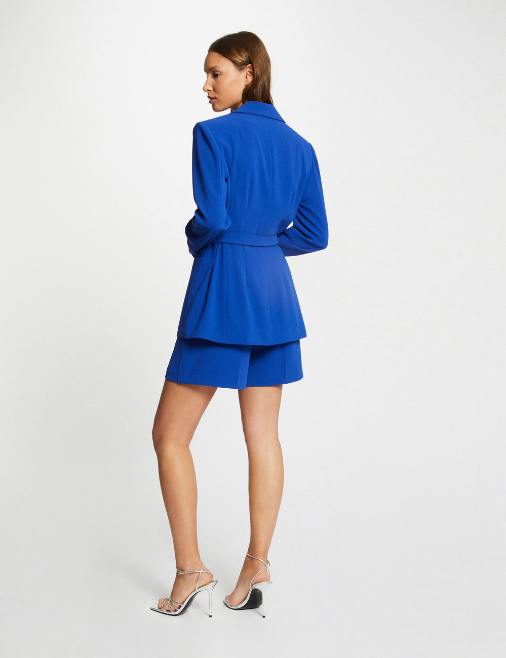 Veste longue avec boucle bleu electrique femme