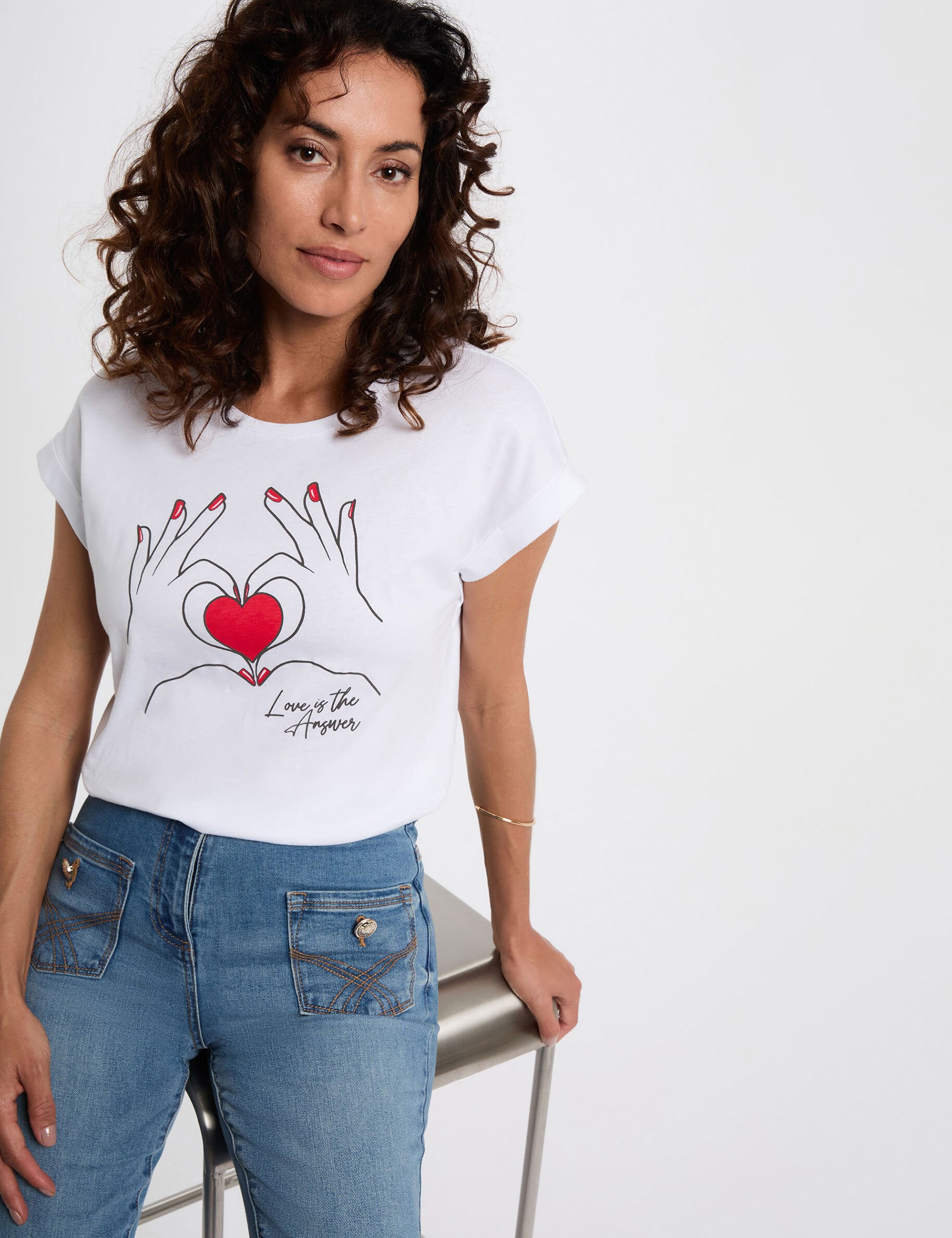 T shirt court inscription femme