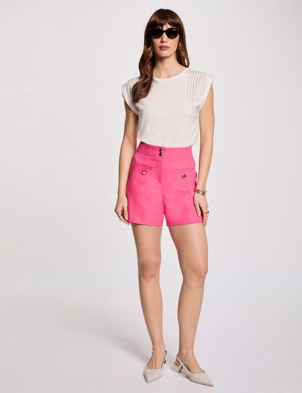short droit a pinces rose femme Short droit à pinces rose femme
