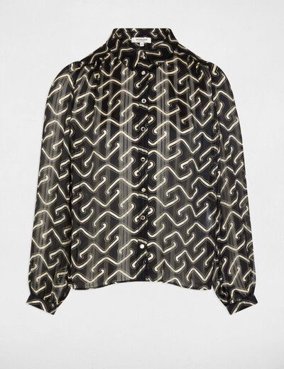 Chemise voile imprim&eacute;e multicolore femme