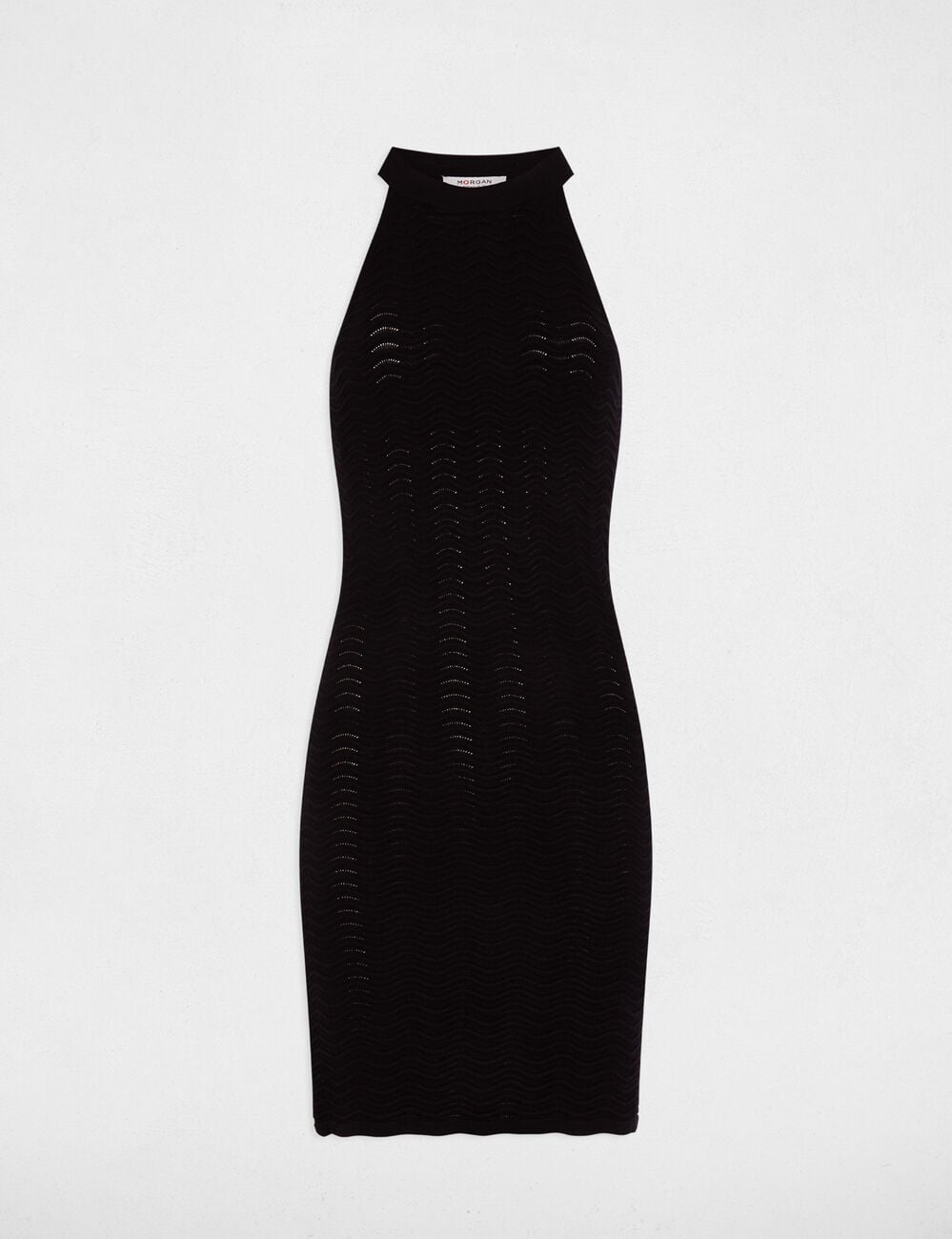 Robe tricot courte ajust&eacute;e noir femme