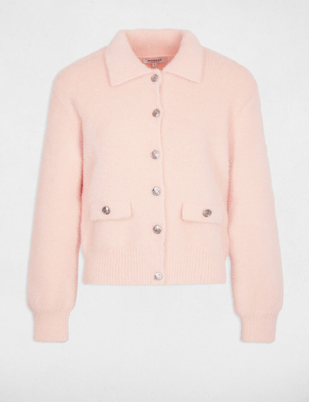 Veste fluide col &agrave; revers rose clair femme