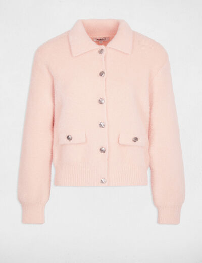 Veste fluide col &agrave; revers rose clair femme