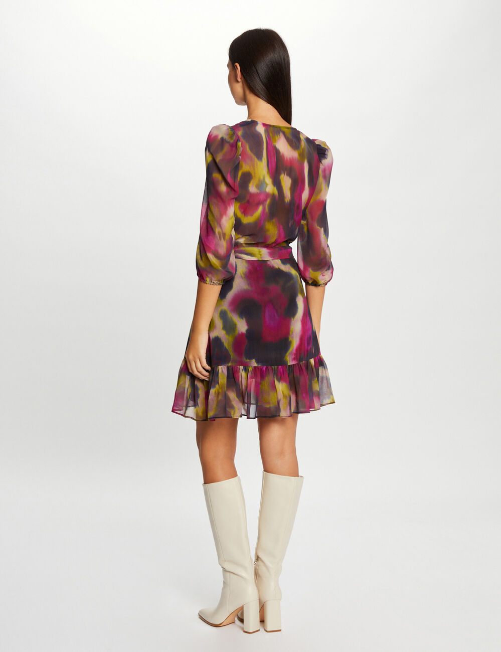 Robe portefeuille imprim&eacute; abstrait multico femme