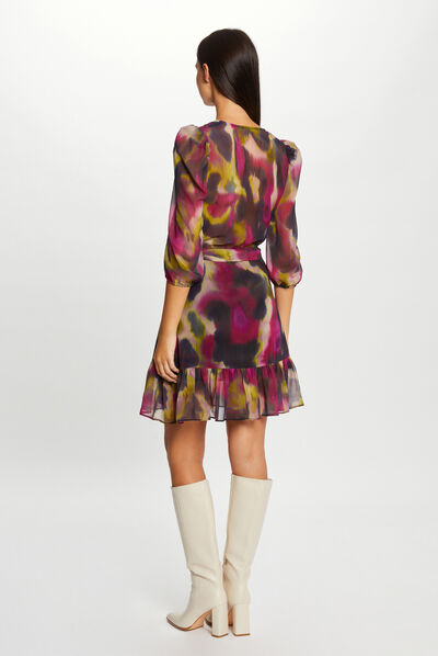 Robe portefeuille imprimé abstrait multico femme