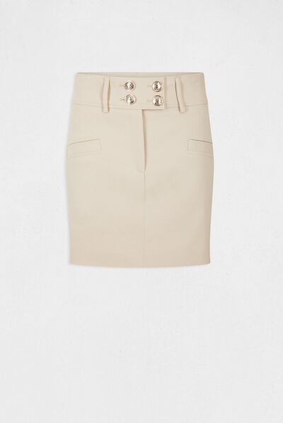 Jupe droite avec boutons beige femme