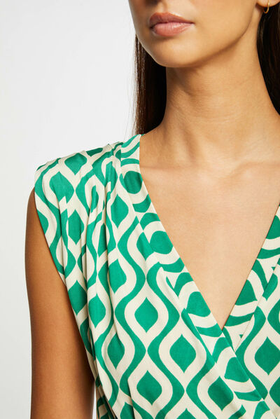 T-shirt imprimé géométrique vert femme