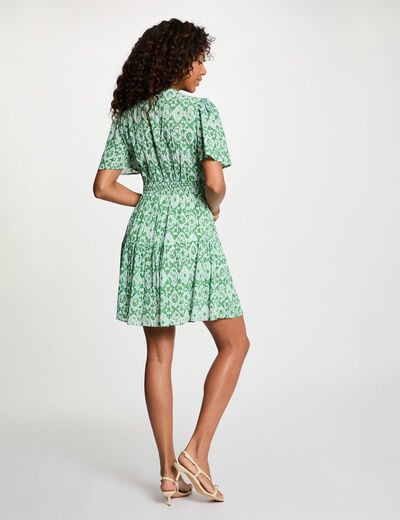 Robe courte col v multicolore femme