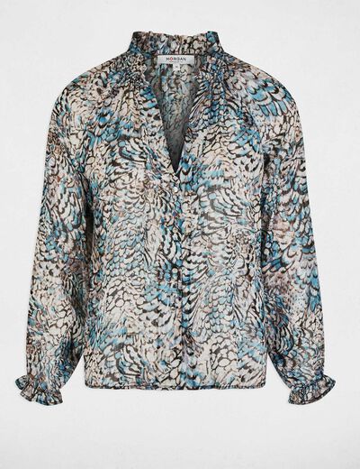 Chemise imprim&eacute;e col v multicolore femme