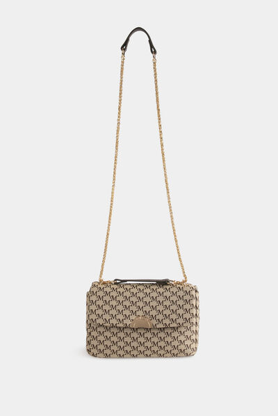 Sac à bandoulière imprimé monogramme beige femme
