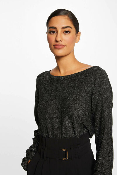 Pull manches longues avec boutons gris moyen femme