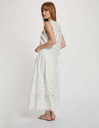 Top dentelle sans manches blanc femme