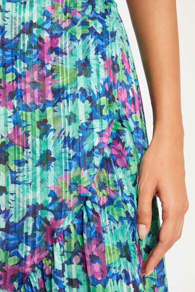Jupe longue évasée imprimé floral multico femme