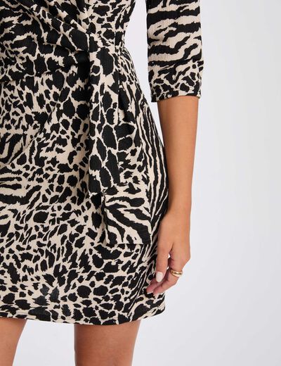 Robe ajust&eacute;e manches longues multicolore femme