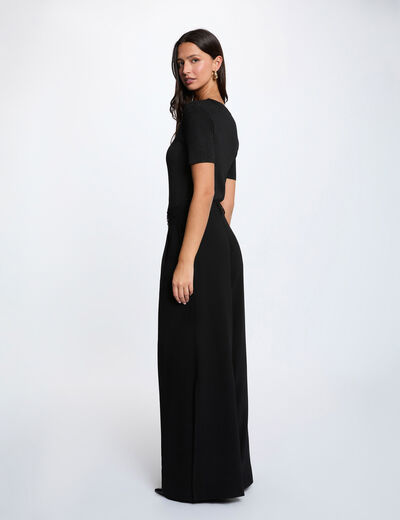 Pull col rond noir femme
